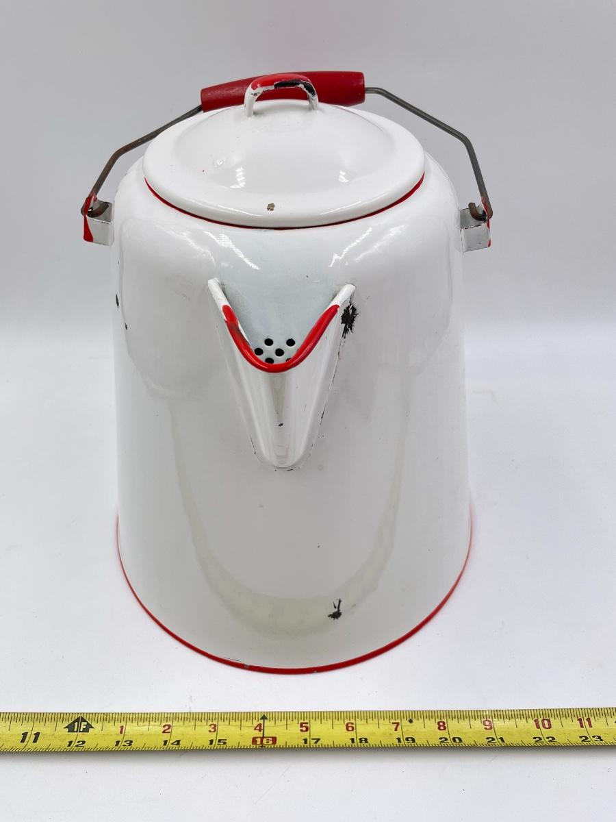 Enamel Coffee Pot in White