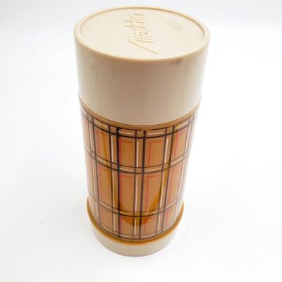 VINTAGE ALADDIN'S BEST BUY VACUUM BOTTLE  BROWN PLAID 
