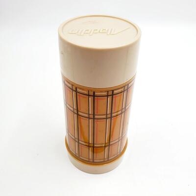 VINTAGE ALADDIN'S BEST BUY VACUUM BOTTLE  BROWN PLAID 