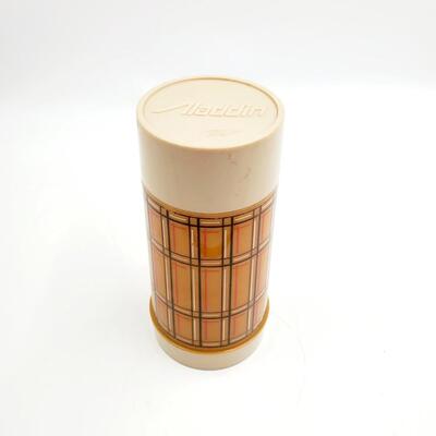 VINTAGE ALADDIN'S BEST BUY VACUUM BOTTLE  BROWN PLAID 