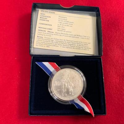 2005 90% UNCIRCULATED LEWIS & CLARK SILVER DOLLAR 