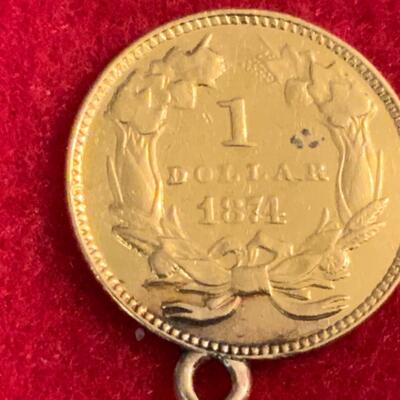 1874 GOLD 1.00 PRINCESS COIN WITH LOOP