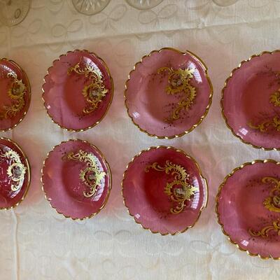 Set of 8 Cranberry Plates