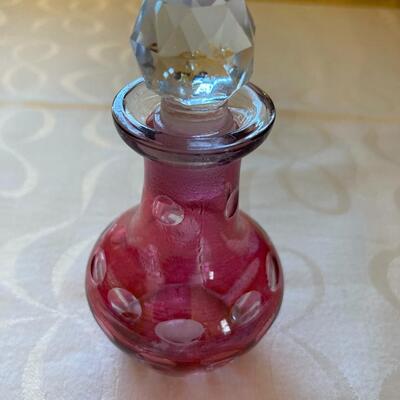 Cranberry Cruet with glass stopper