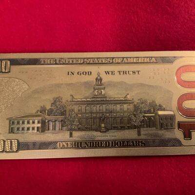 1  .999 GOLD FOIL 100.00 DOLLAR BILL