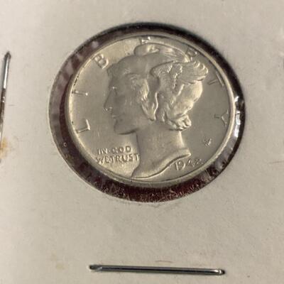 1942â€™D AU MERCURY SILVER DIME