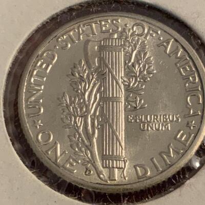 1942â€™D AU MERCURY SILVER DIME