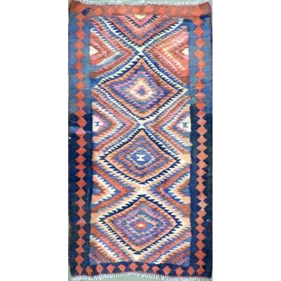 Persian Vintage Kilim Seneh Area kilim 7'2