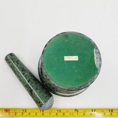 POLISHED STONE MORTAR AND PESTLE
