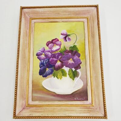 HAND PAINTED VIOLET PRINTS SET OF 2 SIGNED "V.PANCHOT"T