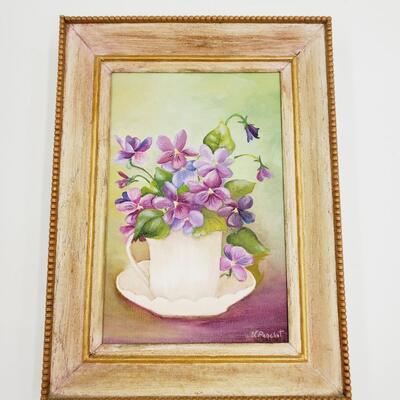 HAND PAINTED VIOLET PRINTS SET OF 2 SIGNED "V.PANCHOT"T