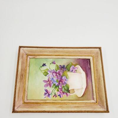 HAND PAINTED VIOLET PRINTS SET OF 2 SIGNED "V.PANCHOT"T