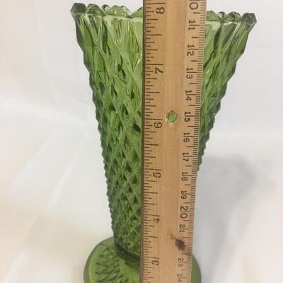 Beautiful Diamond Cut Green vase