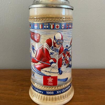 Vintage Olympic Calgary Winter Seoul Summer Games Collector Beer Steins 1988 GERZ Anheuser Busch