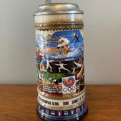 Vintage Olympic Calgary Winter Seoul Summer Games Collector Beer Steins 1988 GERZ Anheuser Busch