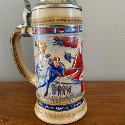 Vintage Olympic Calgary Winter Seoul Summer Games Collector Beer Steins 1988 GERZ Anheuser Busch