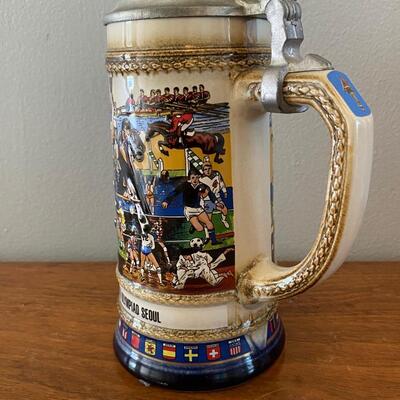 Vintage Olympic Calgary Winter Seoul Summer Games Collector Beer Steins 1988 GERZ Anheuser Busch