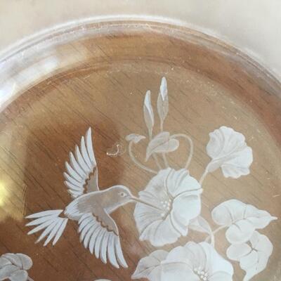 Set of 8 Frosted Hummingbird Glass 