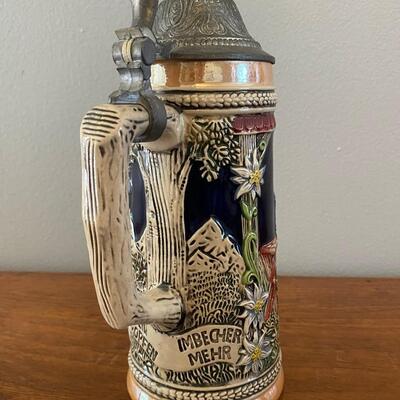 Vintage Gerz West Germany Lidded Beer Stein Man & Barmaid