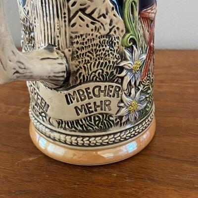 Vintage Gerz West Germany Lidded Beer Stein Man & Barmaid