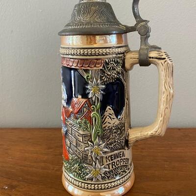 Vintage Gerz West Germany Lidded Beer Stein Man & Barmaid