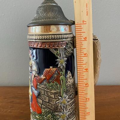 Vintage Gerz West Germany Lidded Beer Stein Man & Barmaid