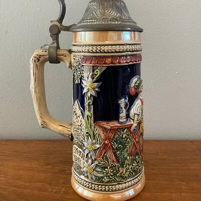 Vintage Gerz West Germany Lidded Beer Stein Man & Barmaid