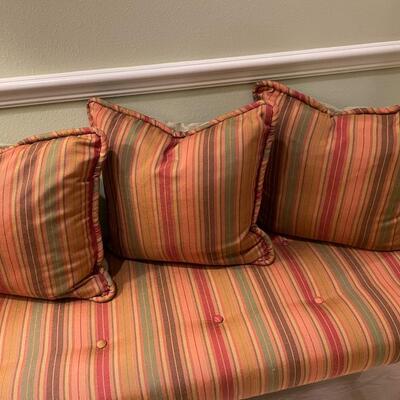 Lot 306  Upholstered Bench with Pillows