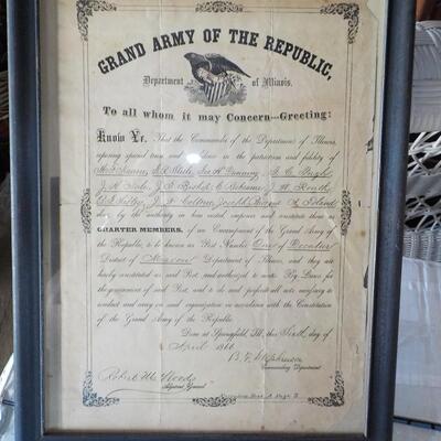 1866 G Illinois Grand Army Contract to serve.