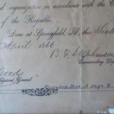 1866 G Illinois Grand Army Contract to serve.
