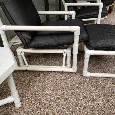 Lot 309  PVC Outdoor Glider with Ottoman and Side Table