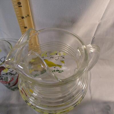 Lot 20 - Bird Glass Pitcher and Tumblers