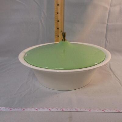 Lot 26 - Green and White Ceramic Serving Dish