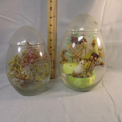 Lot 29 - (2) Glass Egg Shaped Containers
