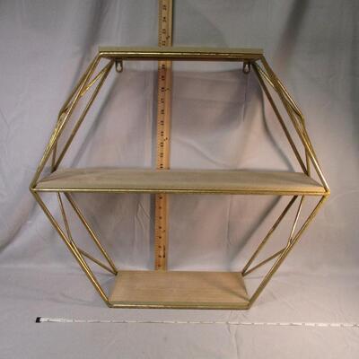 Lot 36 - Wood and Metal Hexagon Wall Shelf