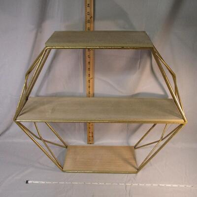 Lot 36 - Wood and Metal Hexagon Wall Shelf