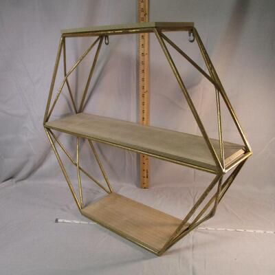 Lot 36 - Wood and Metal Hexagon Wall Shelf