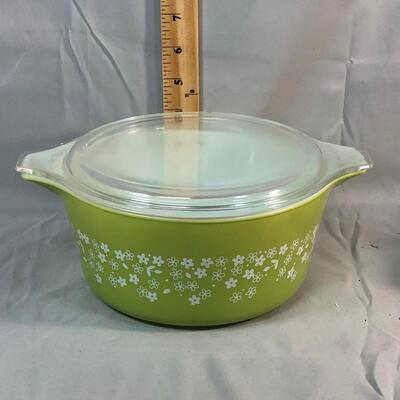 Lot 43 - Pyrex Happy Daisy Lime Green Covered Casserole