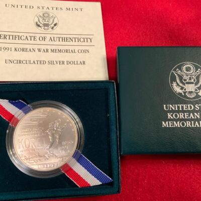 1991 KOREAN WAR 90% SILVER DOLLAR 