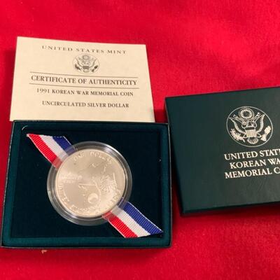 1991 KOREAN WAR 90% SILVER DOLLAR 