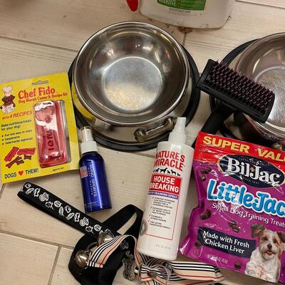 Lot 373  Dog Misc with Food Bin