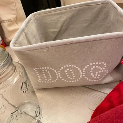 Lot 374  Dog Misc with Red Bed