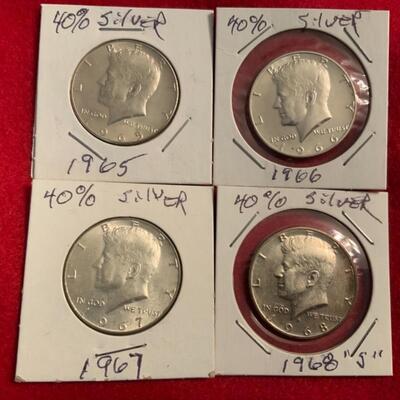  1965, 1966, 1967, 1968 KENNEDY 40% UNCIRCULATED SILVER HALF DOLLARS