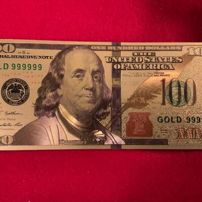  .999 GOLD FOIL 100.00 DOLLAR BILL