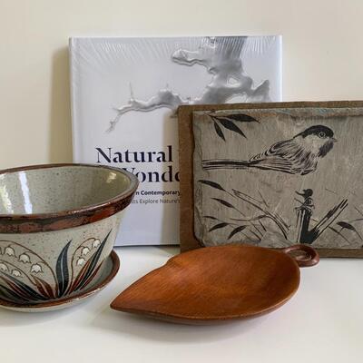 Lot 177: New Natural Wonders Book, Bird Painting, Pottery and More 