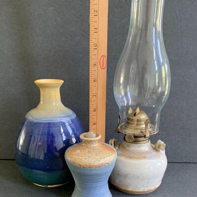 Lot 172: Stoneware Oil Lamp & More