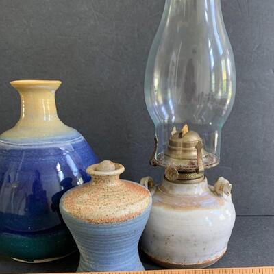 Lot 172: Stoneware Oil Lamp & More