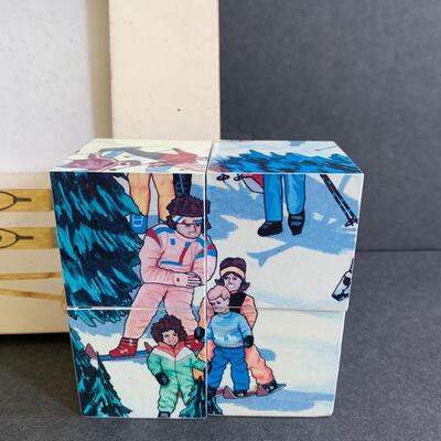 Lot 166:  Lady Skier Zeni Scupture, Block Puzzle & More