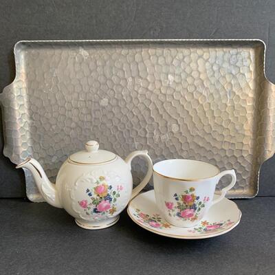 Lot 160:  China Teapot, Cherry Bark Tea Canister & More