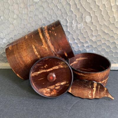 Lot 160:  China Teapot, Cherry Bark Tea Canister & More